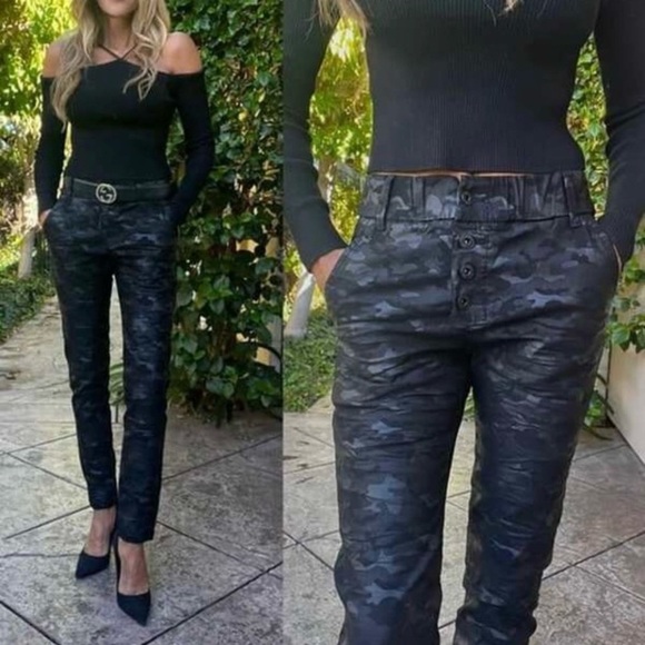 Bevy Flog Commando Button Fly Pant Stretch Cotton Black Camo Size 26 - Picture 1 of 16